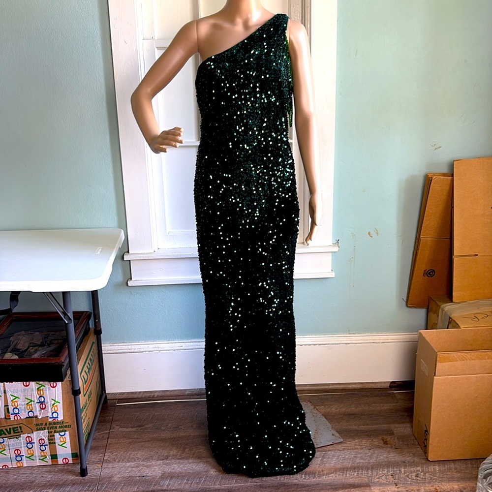 Love & Lemonade Green Sequined Gown Size L